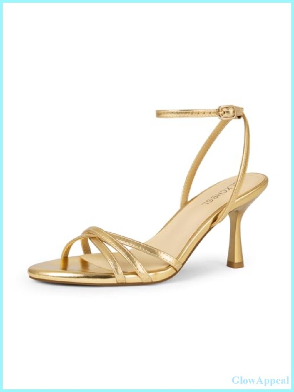 Kitten Heel Strappy Open Toe Sandals Faux Leather 3 Inch Heel